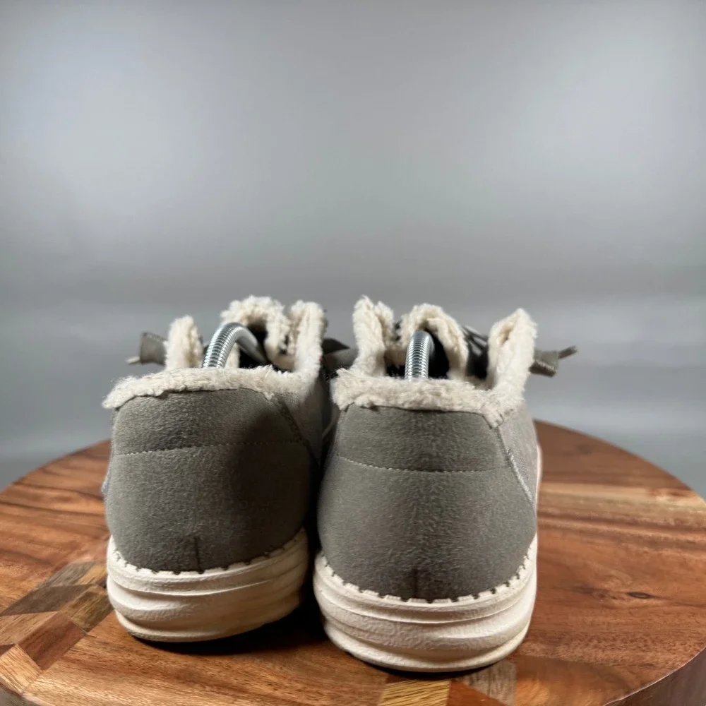 Hey Dude Wendy Corduroy Grey Faux Fur Lined Slip On Loafers Womens 9 121413069